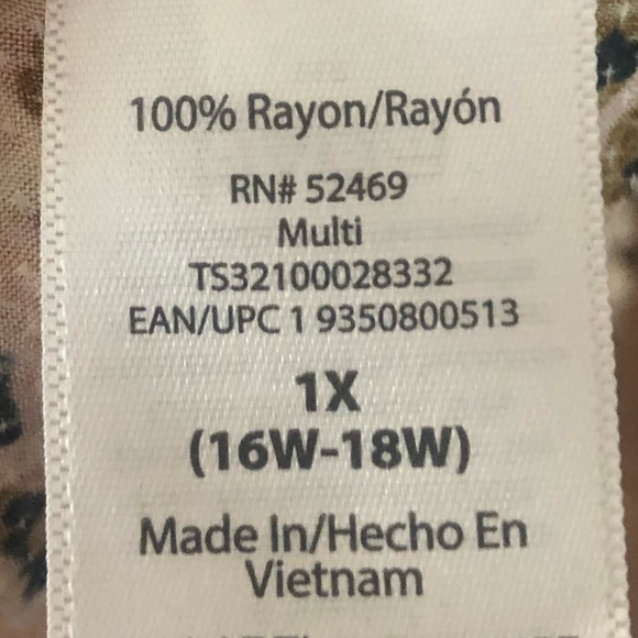 NWT! Terra & Sky Women's Plus Size Long Sleeve Printed Peasant Midi Dress - Picture 6 of 7